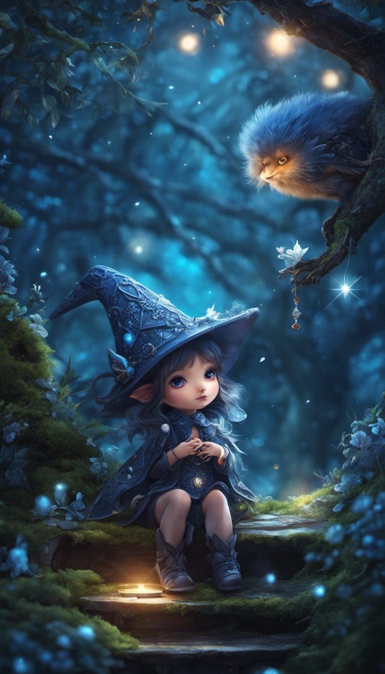 SDXL 1.0: Portrait of a adorable fantasy witch
