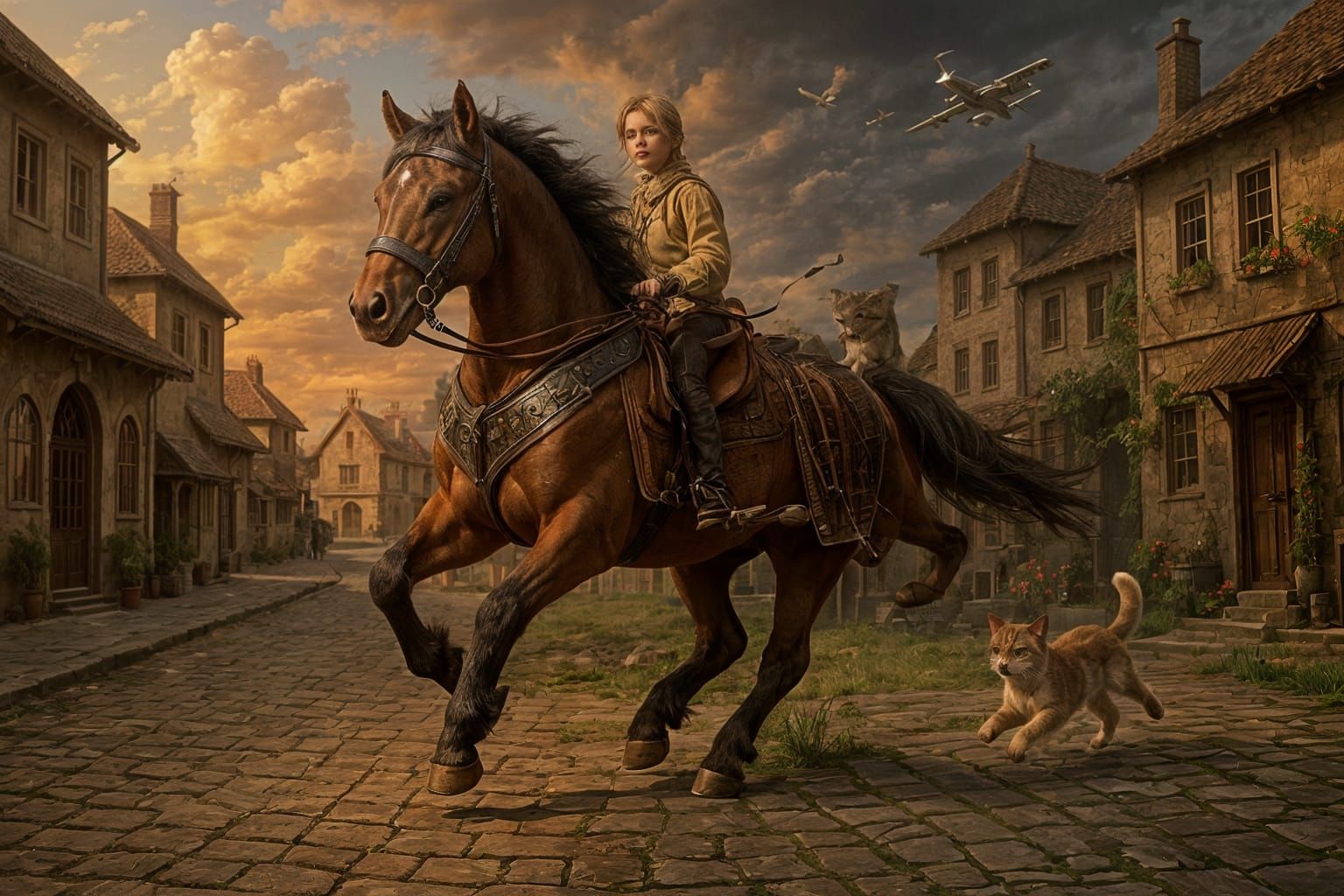 חתול רוכב על סוס