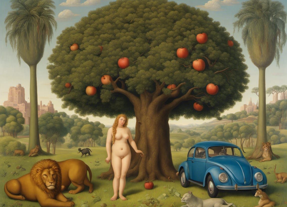 Adam and Eve. InA meadow with a big Appletree. In the middle...