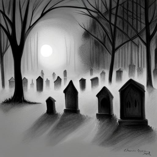 cemetery under the moon