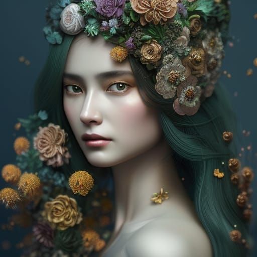 Beauty with flowers