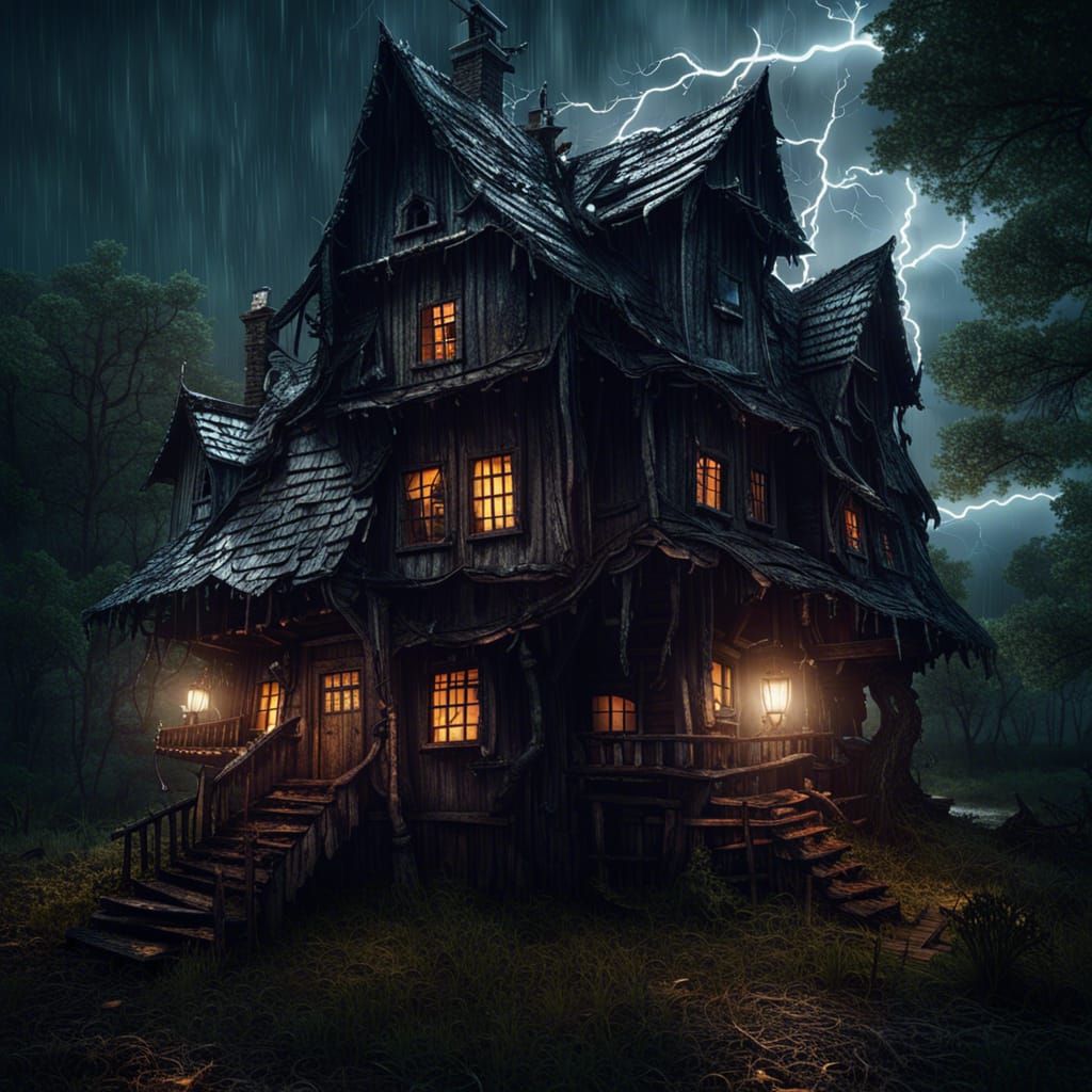 Witch's house on a stormy night  by @Ghosty