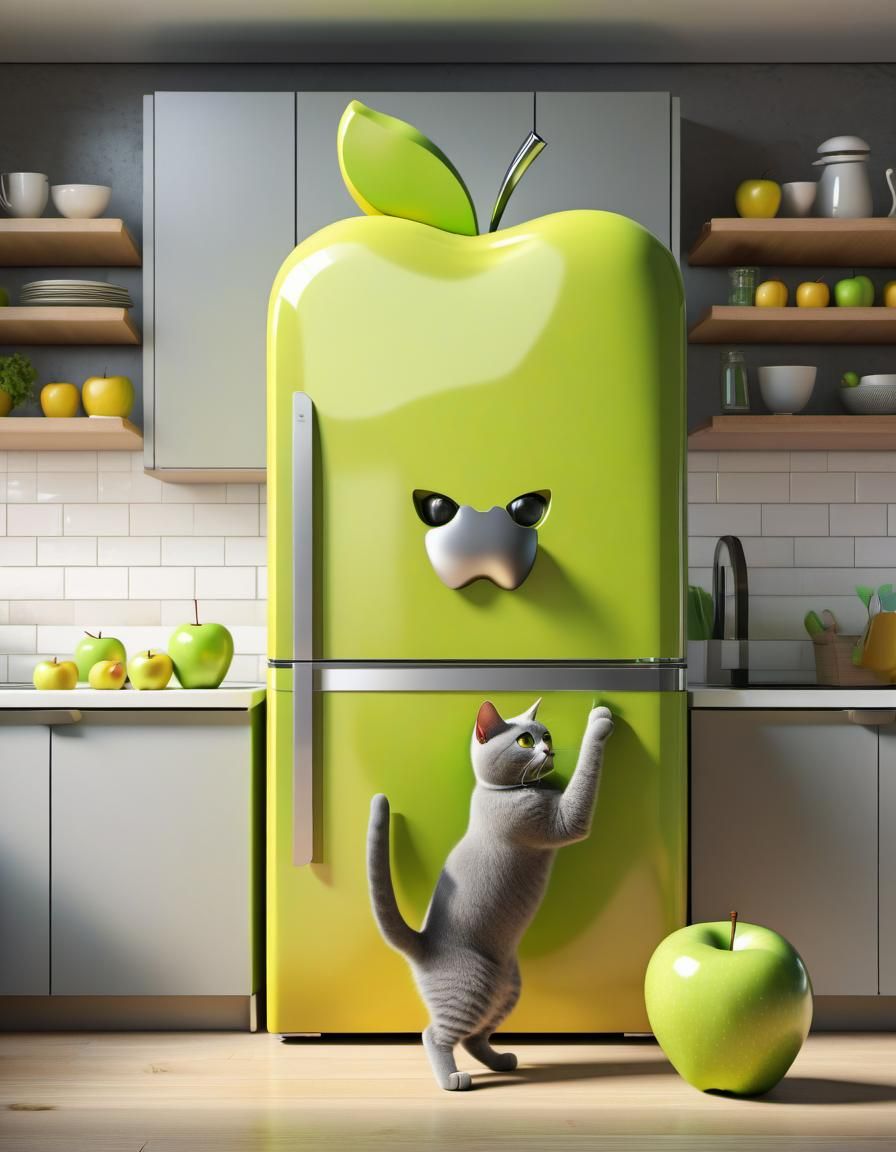 Appleshaped refrigerator AI Generated Artwork NightCafe Creator