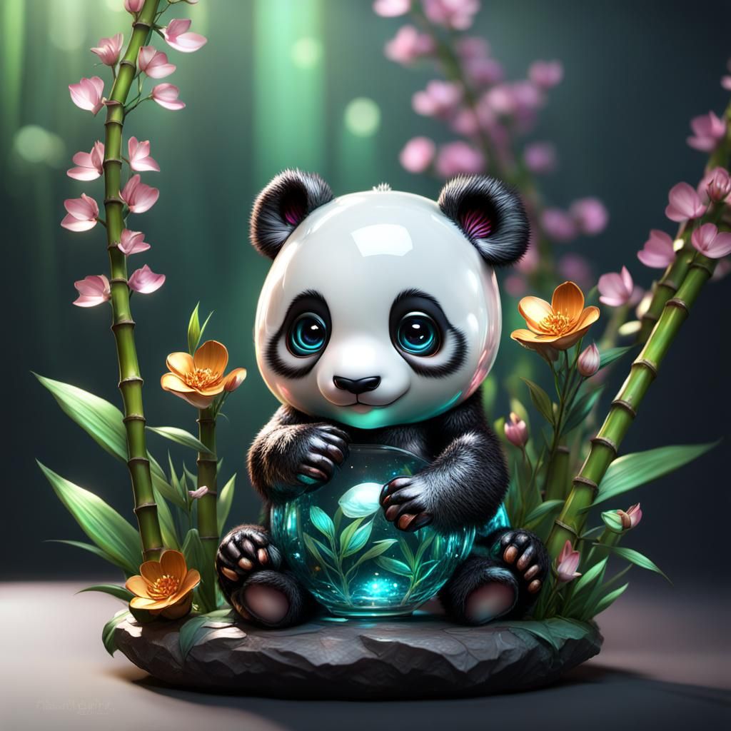 Glass baby panda