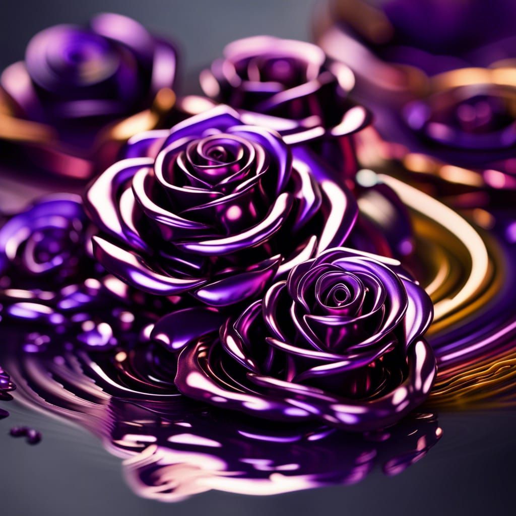 soft metal roses in a bouquet :: dark purple ::  complex :: ...