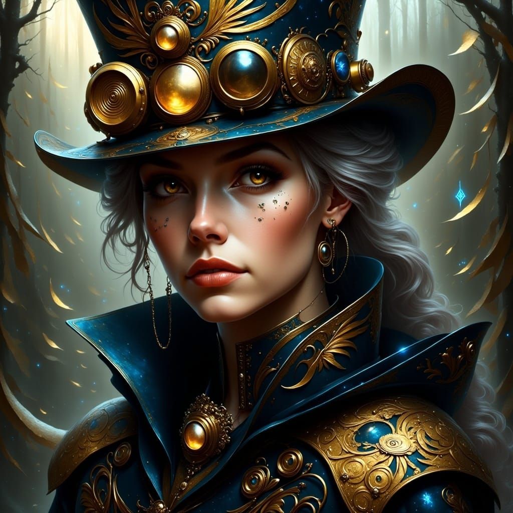 <lora:Inconceivable Flux:1.0>  A woman with a cool steampunk hat 