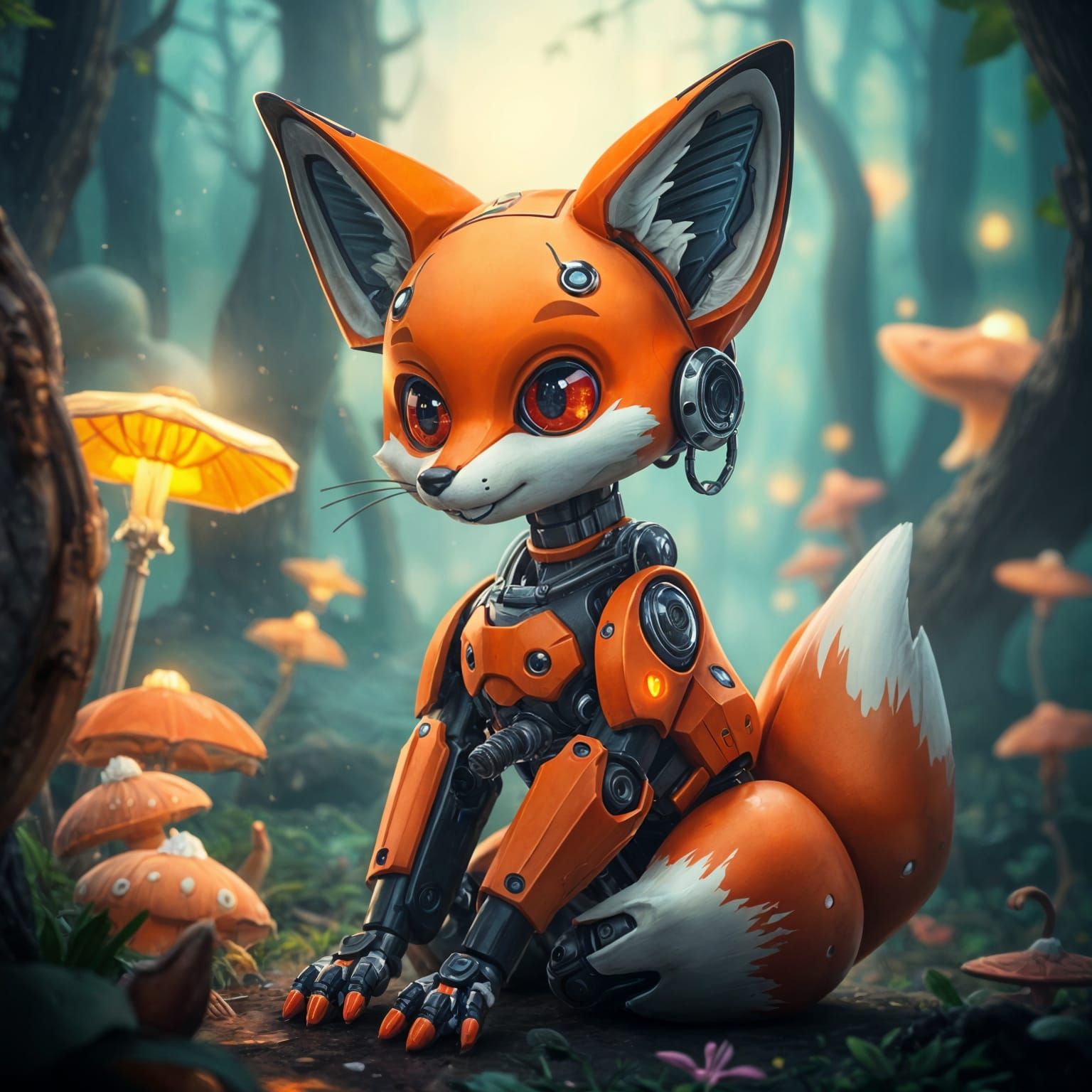 Cute Robot Fox in Detailed Fantasy Art