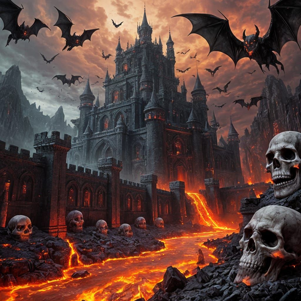 A fortress of evil king surrounded with lava river  by @akagra jain