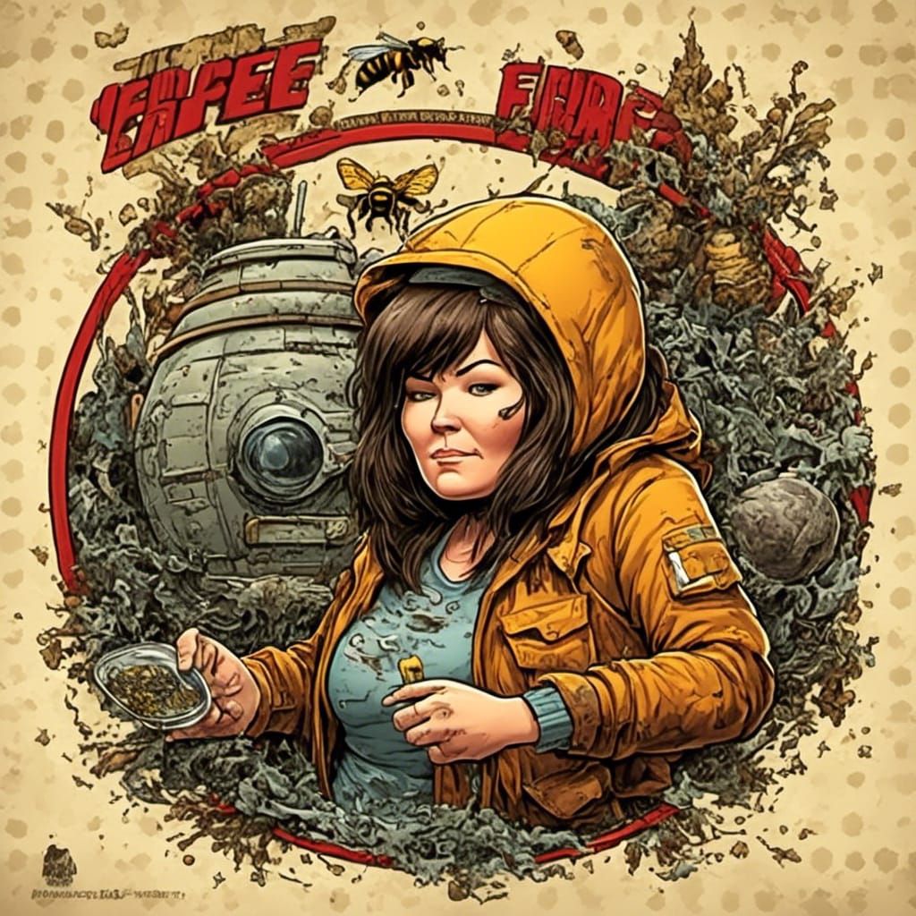 <lora:Logo-Bee:1.0> <lora:Geraldine:1.0> Honey Bee logo, Mark Brooks and Dan Mumford, comic book art, perfect, smooth
