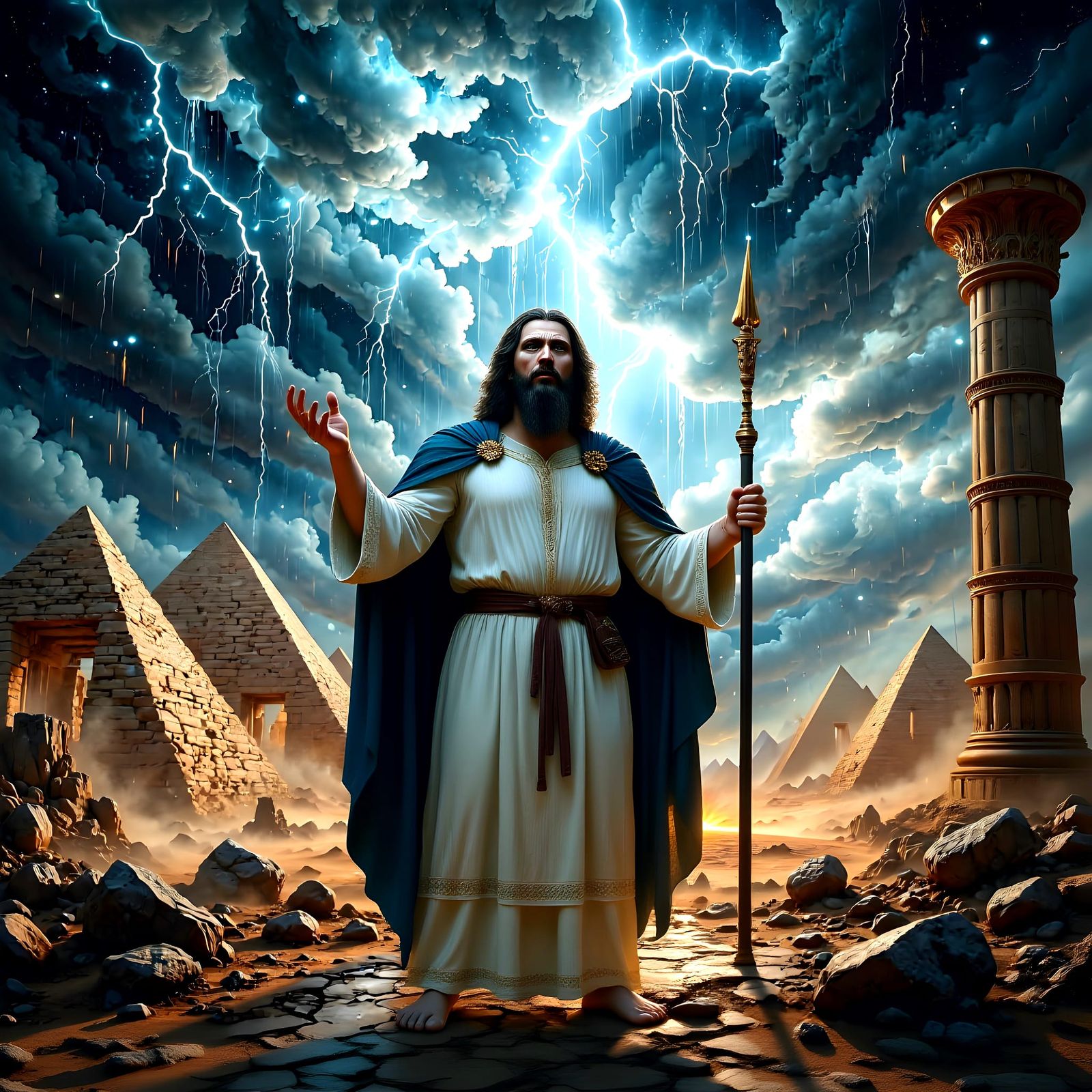 The seventh plague of hail. The Lord rained down hail upon the land of Egypt. The hails was so fierce that nothing like ...