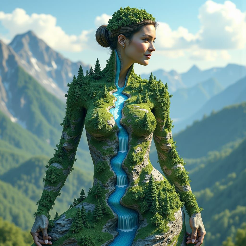 Vibrant Topographic Map of Woman's Body in 3D