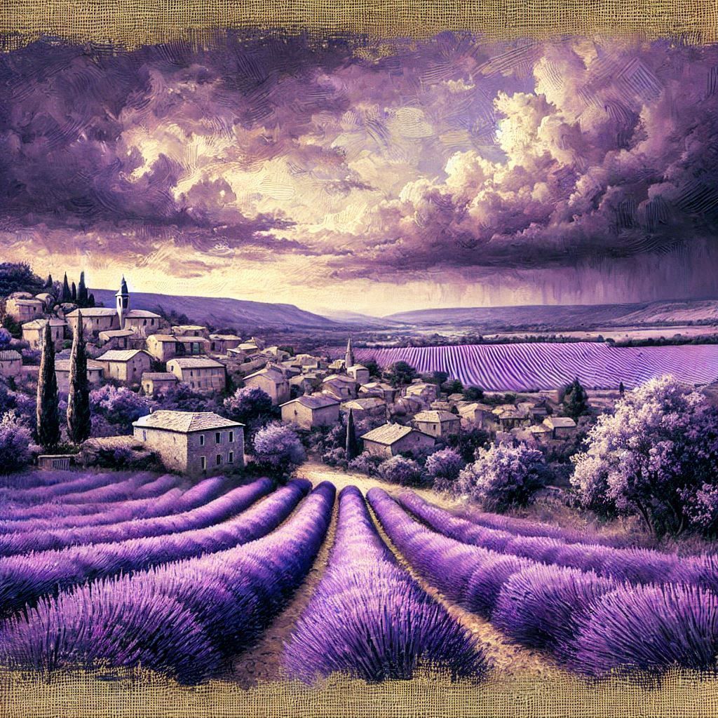Purple monochromatic landscape from the south of France
