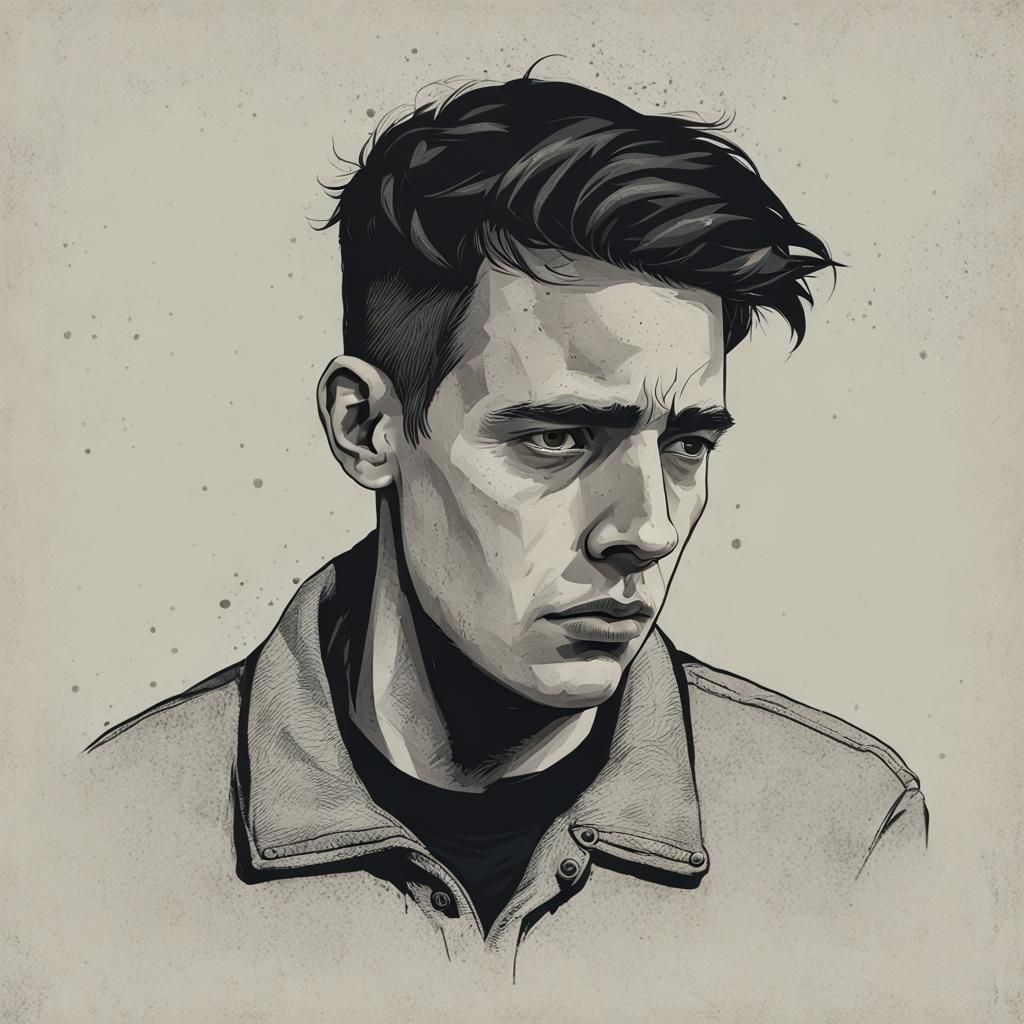Sad Young Man Portrait Reflecting Life's Bitter Truth