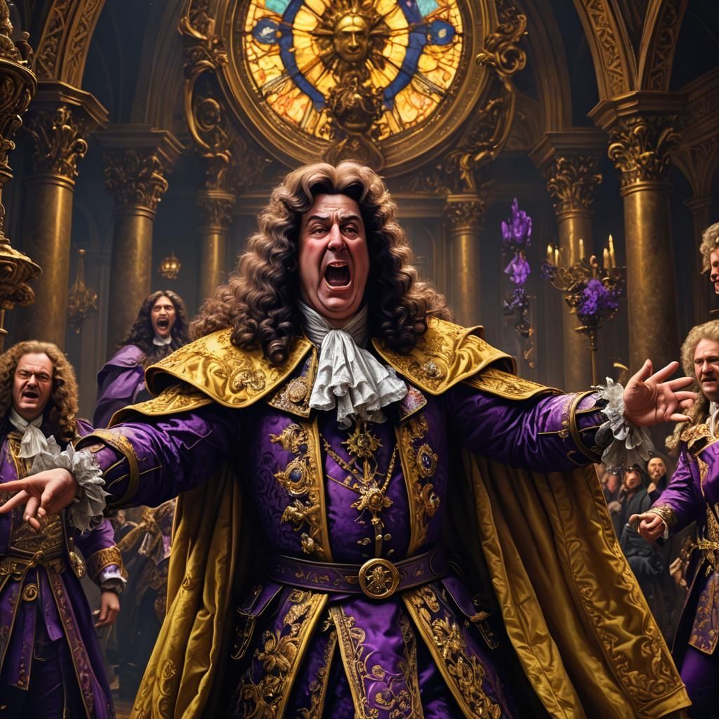 Realistic Louis XIV  shouting at Gerard Depardieu a masterpi...