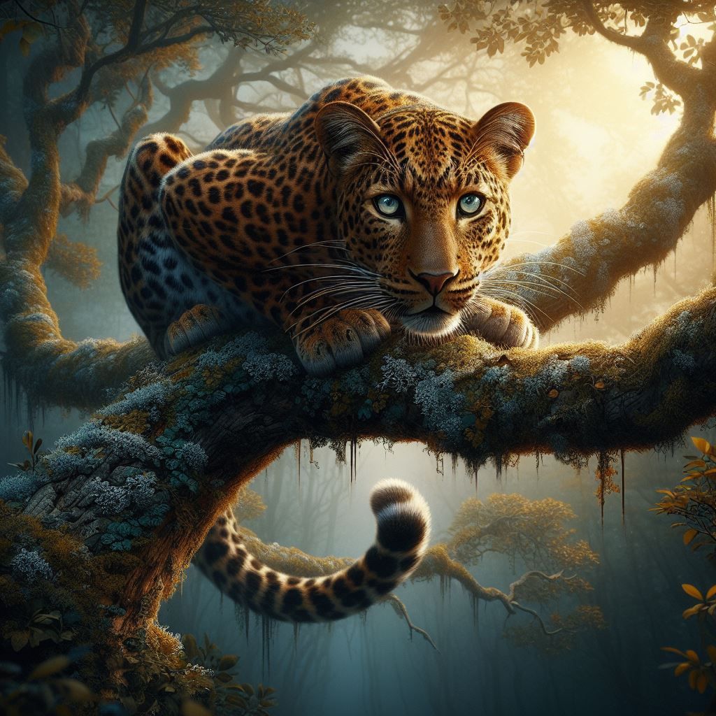 Leopard in a tree  by @Caroline