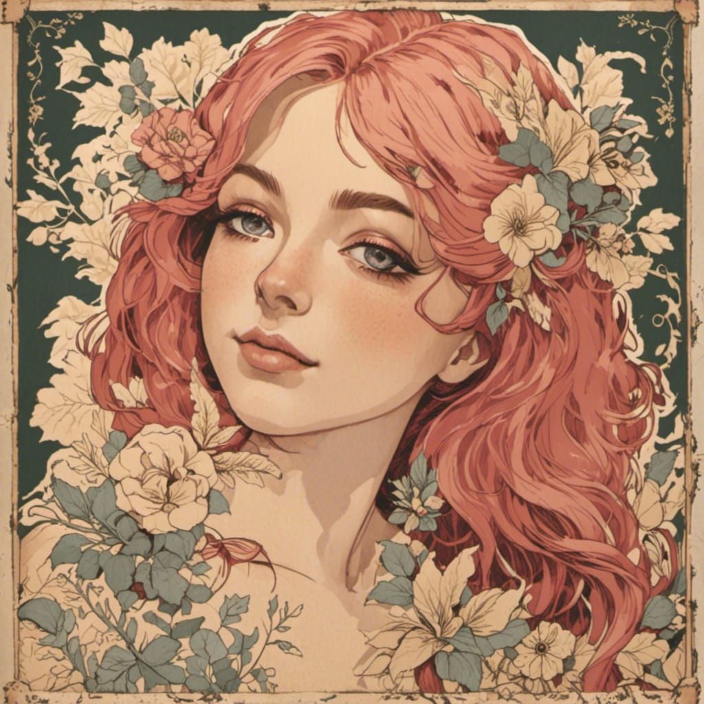 Pink-haired young woman looking at viewer.