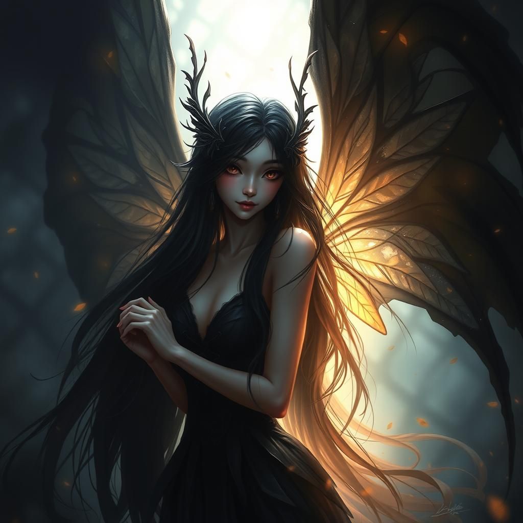 Dark Fairy Radiating Warmth in Fantasy Art