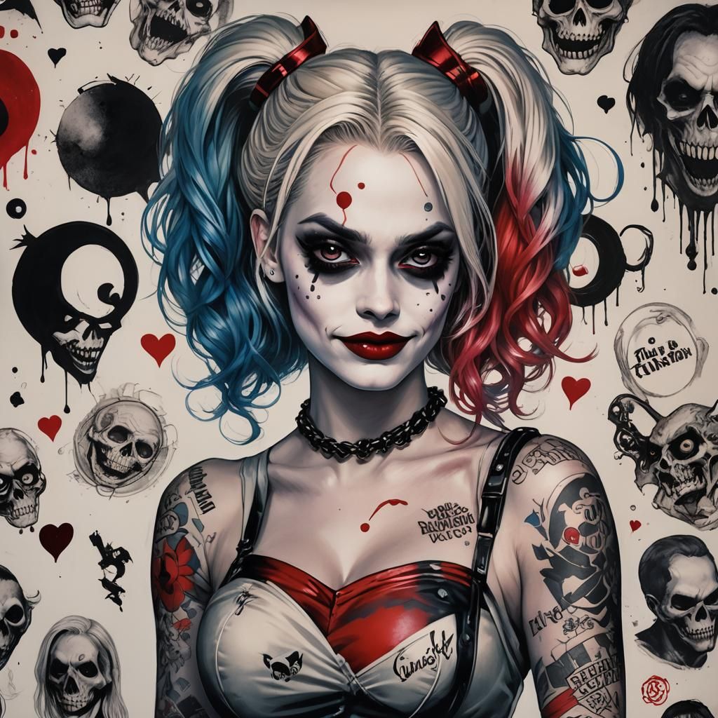 Imagem cinematográfica com zoom na Harley Quinn pelada tirando uma toalha rosa e mostrando pro coringa 