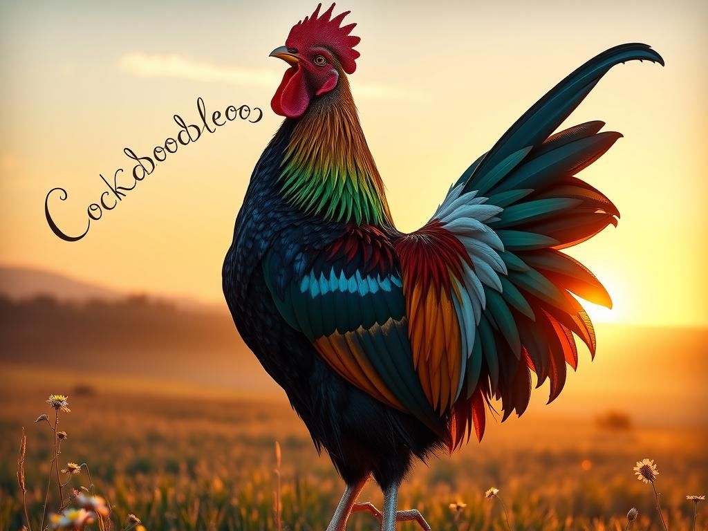 Majestic Rooster Crowing at Sunrise, Realism Art