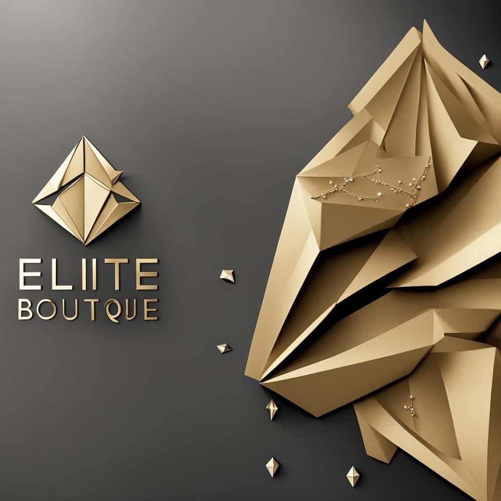 A gold logo with elite women fashion with grayish black with...