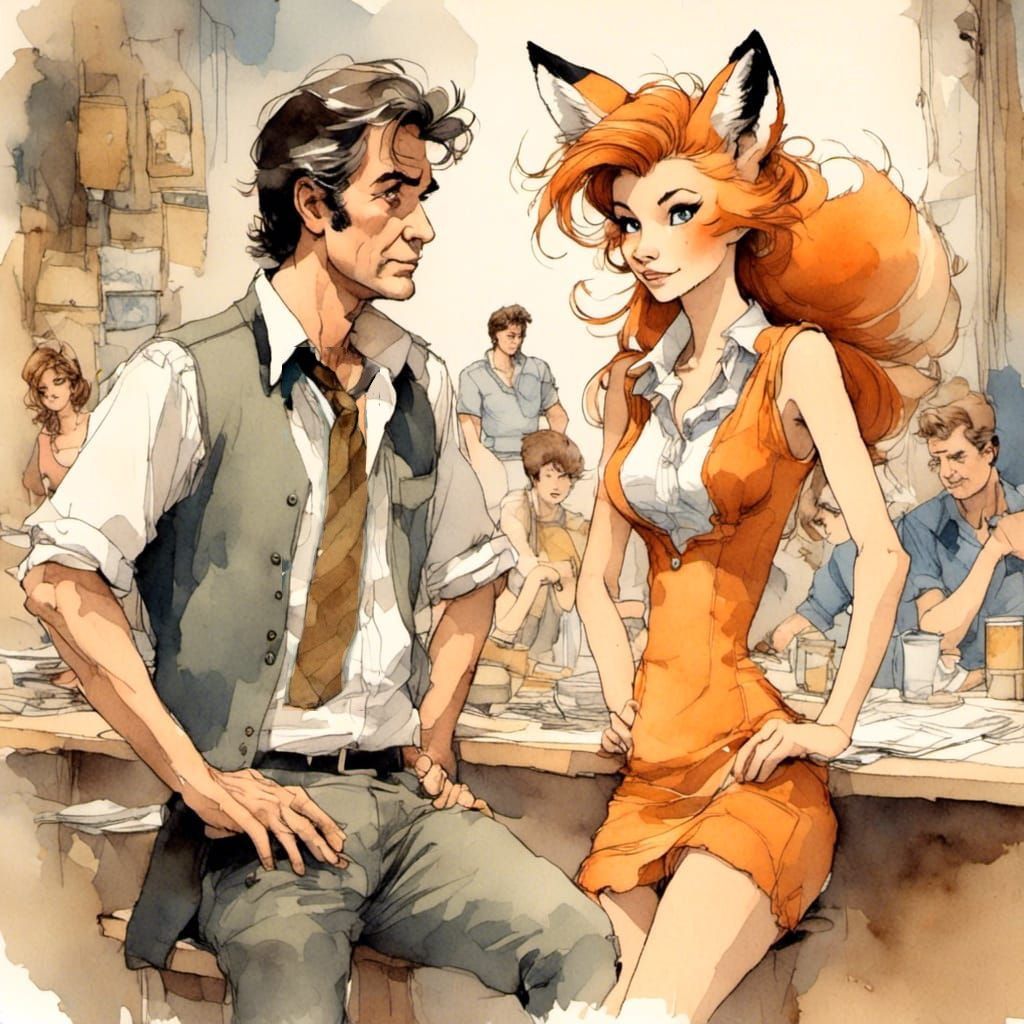 Fox-girl VIXEN and Detective Lumbeau