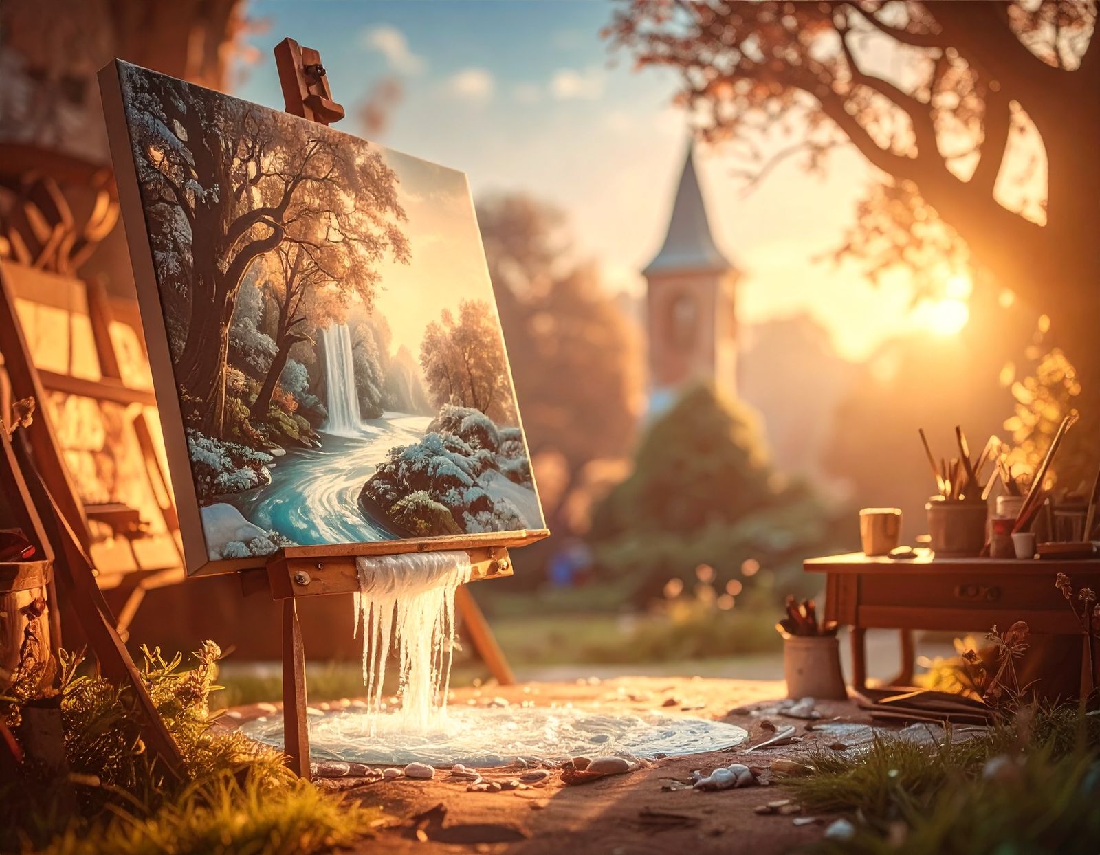 Winter Church Painting