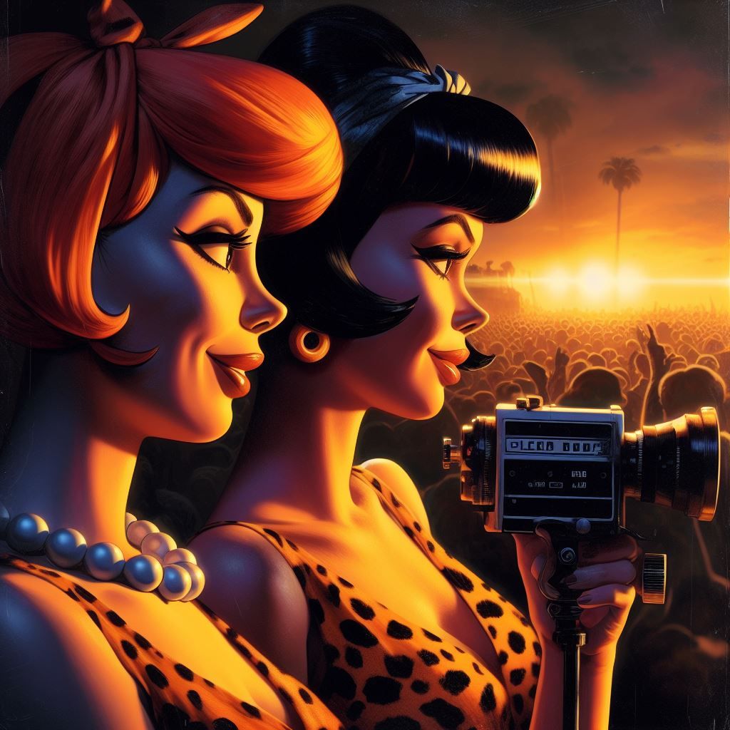 Wilma and Betty at a Bedrock Rockers Concert.