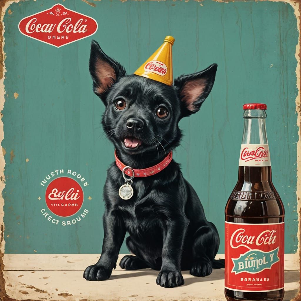 Cute Cartoon Dog Promotes Pup Cola in Retro Advertisement