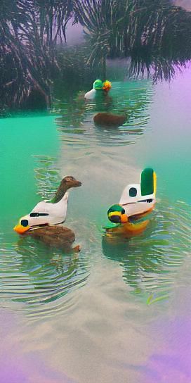 2 ducks in a lagoon