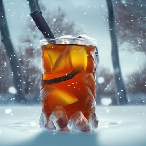 Iced tea in the snow  by @Zablard