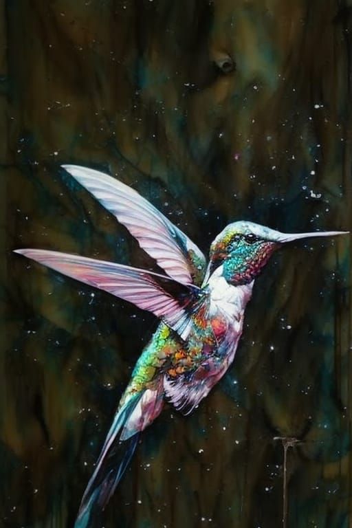 Beautiful Photorealistic hummingbird. Bird Portrait. Alex ma...