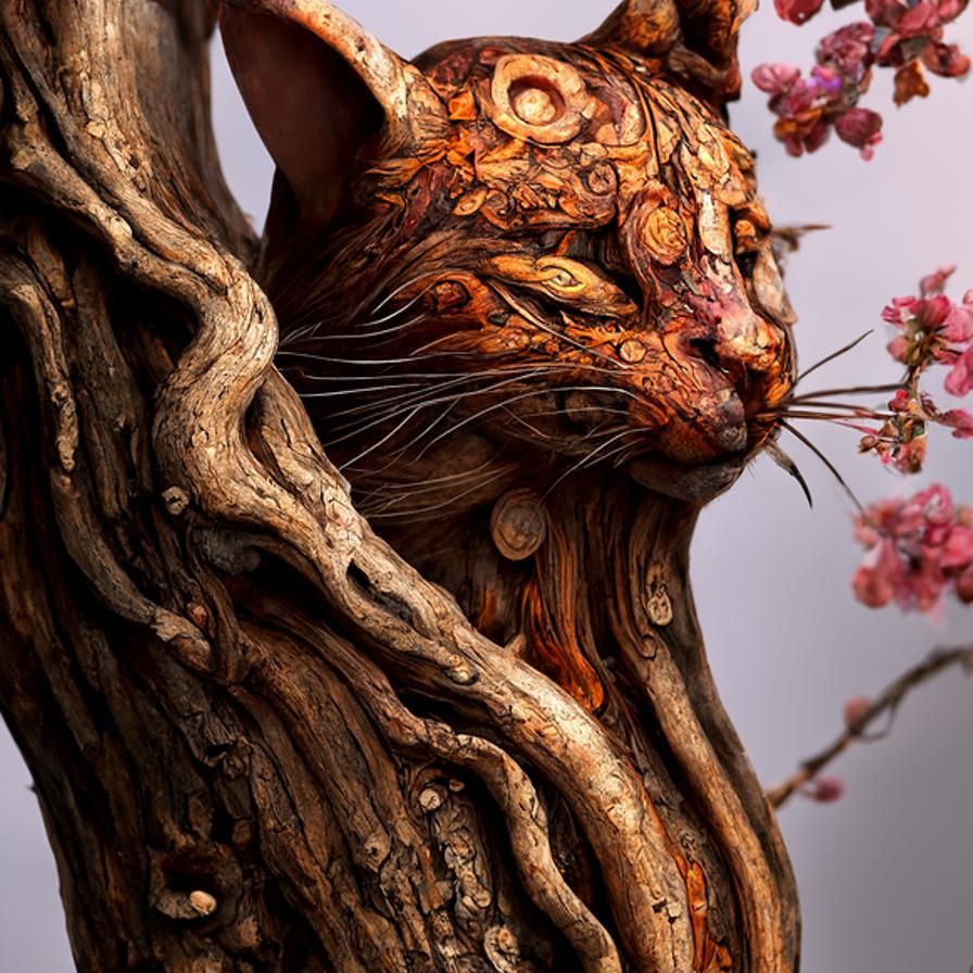 A cat dryad basking in the warmth of the sun  by @StarlaBlaise