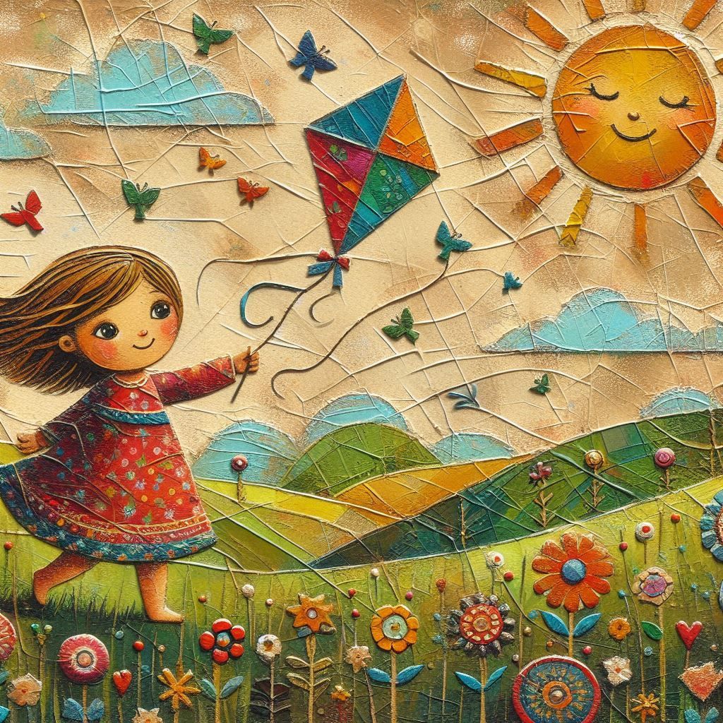 The little girl and the kite