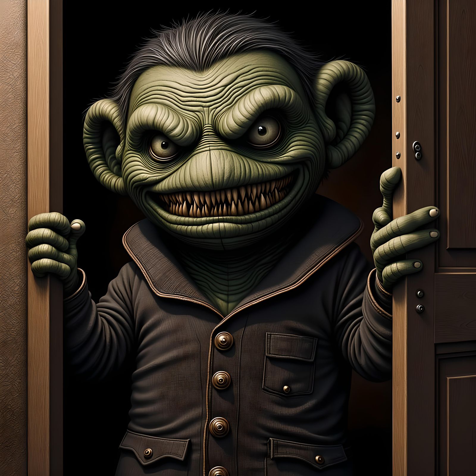 monster in the closet, textured, hyperdetailed,  <lora:MiracleWorker Flux:1.0>