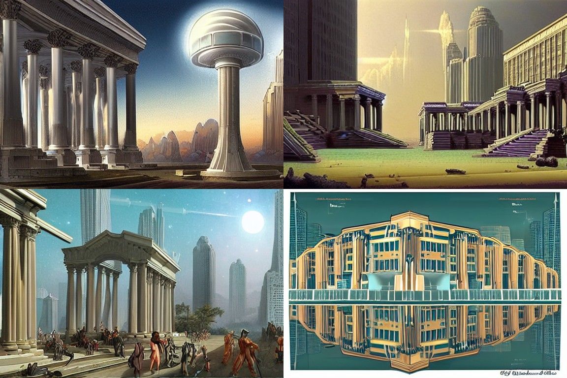 Sci-fi city in the style of Neoclassicism