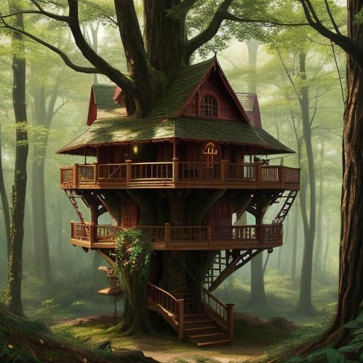 hyperrealistic fantasy valentine tree house