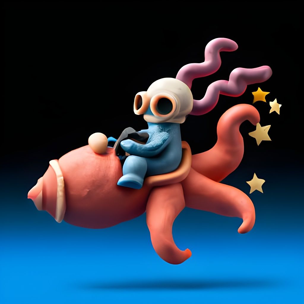 An Octopus Riding A Motorcycle In Space Character Design Made With need-a-ride