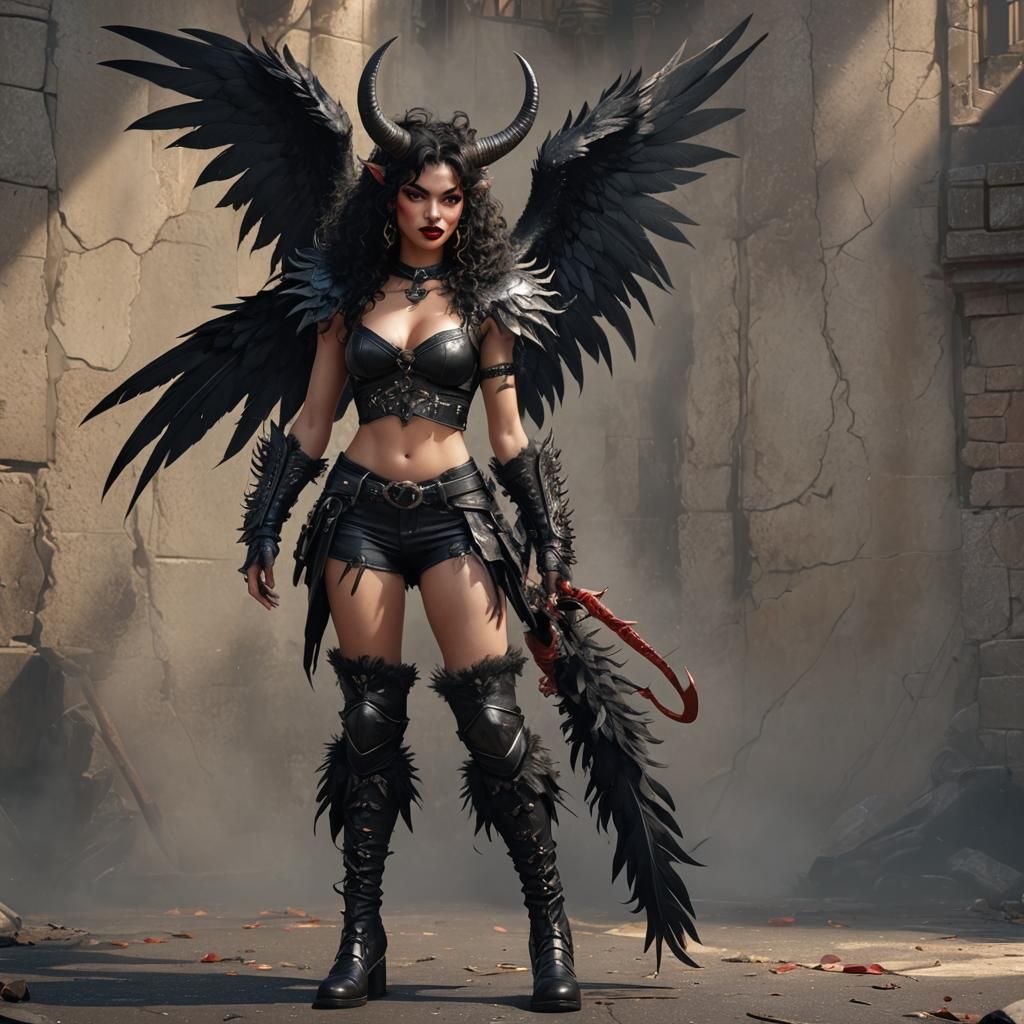 Detailed Demon Girl in Dark Fantasy Style