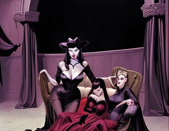 Yvonne DeCarlo, Elvira, Vampira, Caroline Jones: group, viva...
