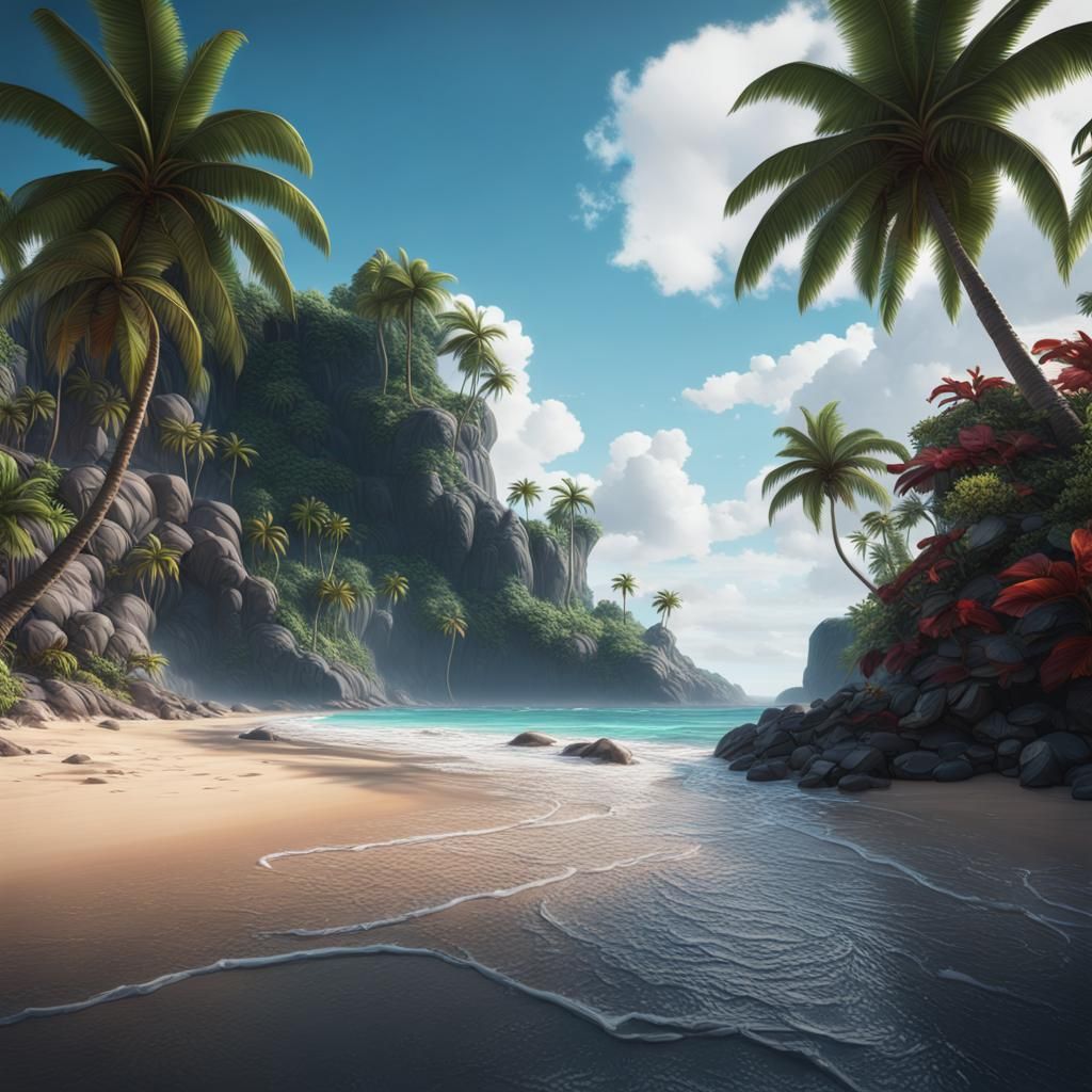 Tropical beach - AI Generated Artwork - NightCafe Creator