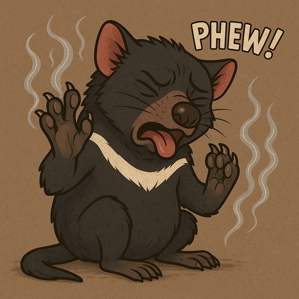 A Tasmanian devil with stinky feet.