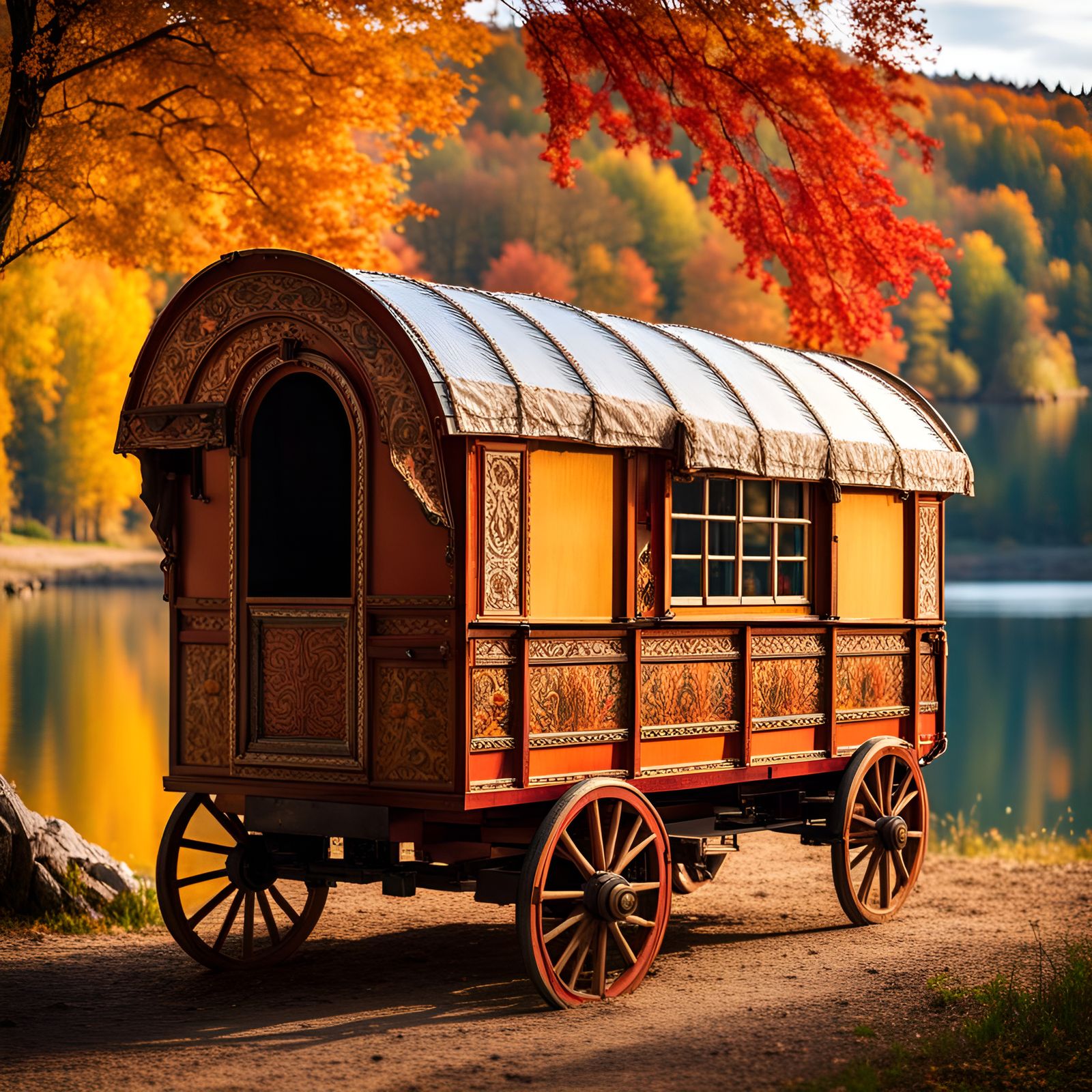 Beautiful wagon at a lake #2