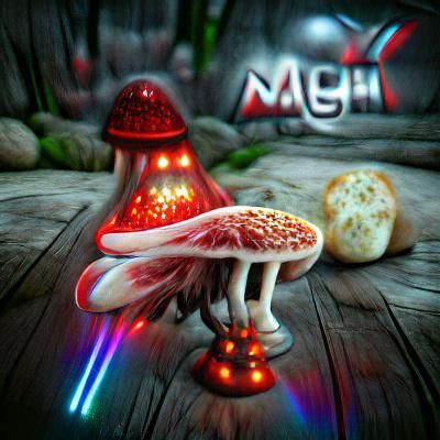 Magic mushrooms neon beautiful colorful detailed elaborate e...