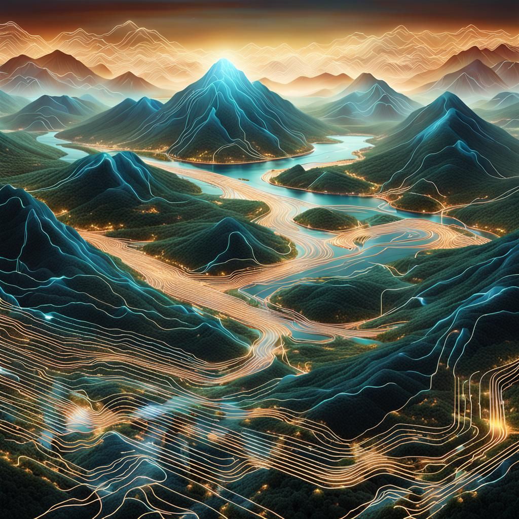 Surreal Data Stream Landscape