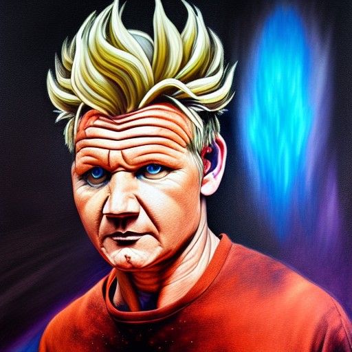 Super Saiyan Gordon Ramsay hyperdetailed Amanda Sage modern ...