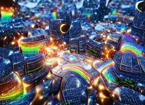 8k resolution detailed unreal engine cosmic rainbow city lig...