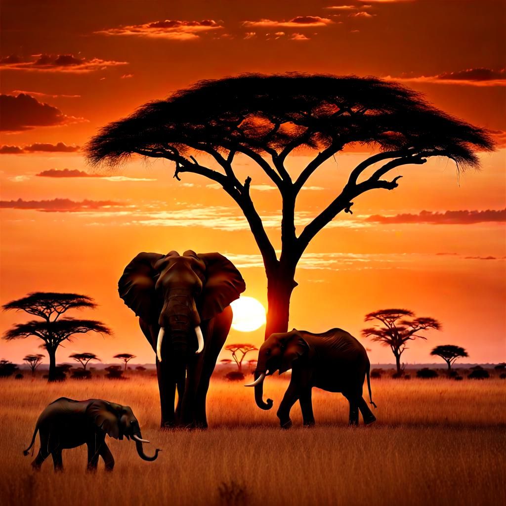 Elephants at sunset  by @RPM