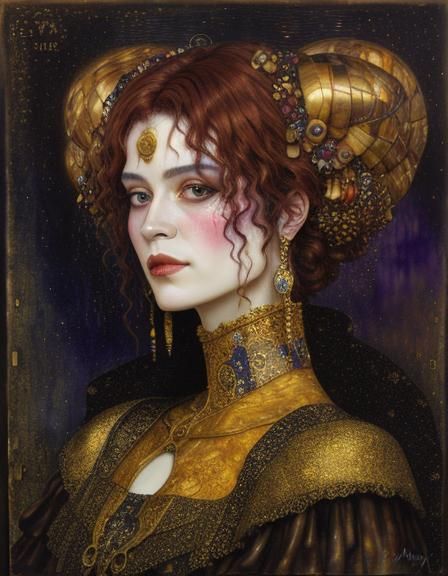 Diabolical Malevolent Encaustic molten wax pigmentation Royo Klimt peca art  by @Hoshi