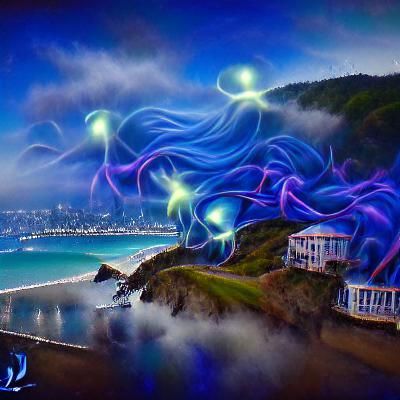 Blue lights wake me, lift arms around me / A memory that tak...