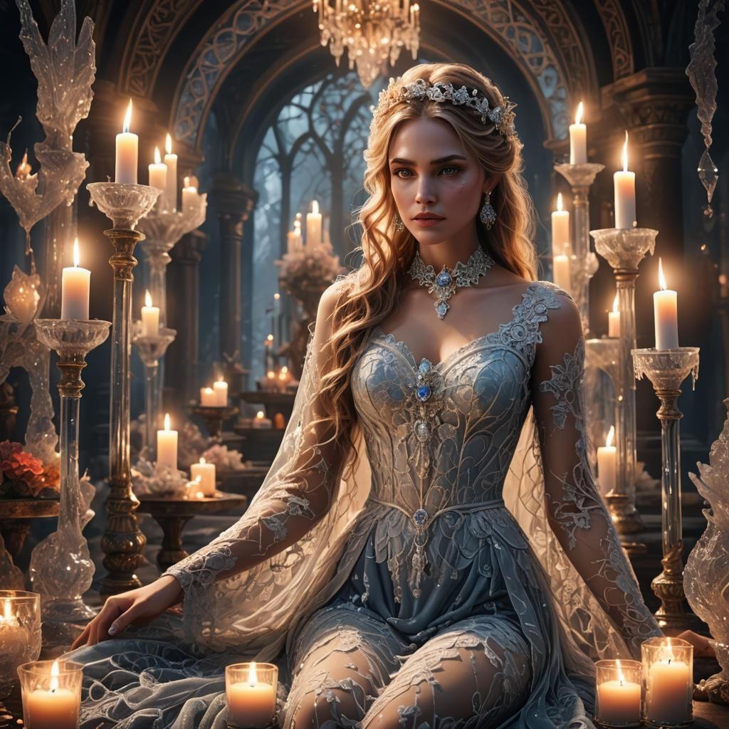 Goddess of lace among candles  by @Ruusuhelmi Suominen
